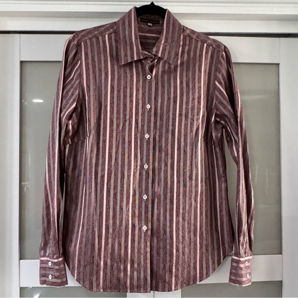 Luciano Barbera Red and White Striped Shirt